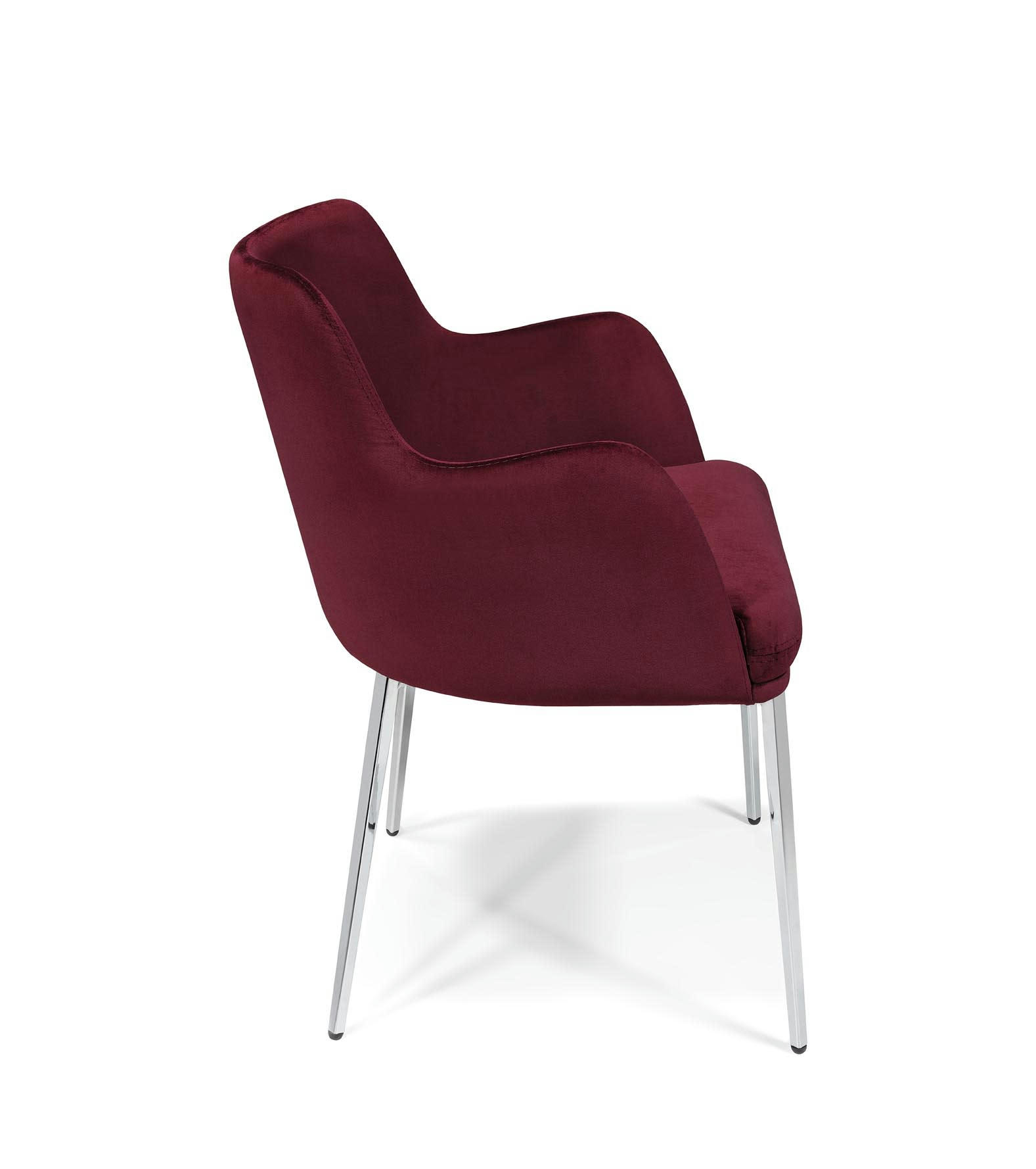 CORCA - Chaise en métal et velours rouge
