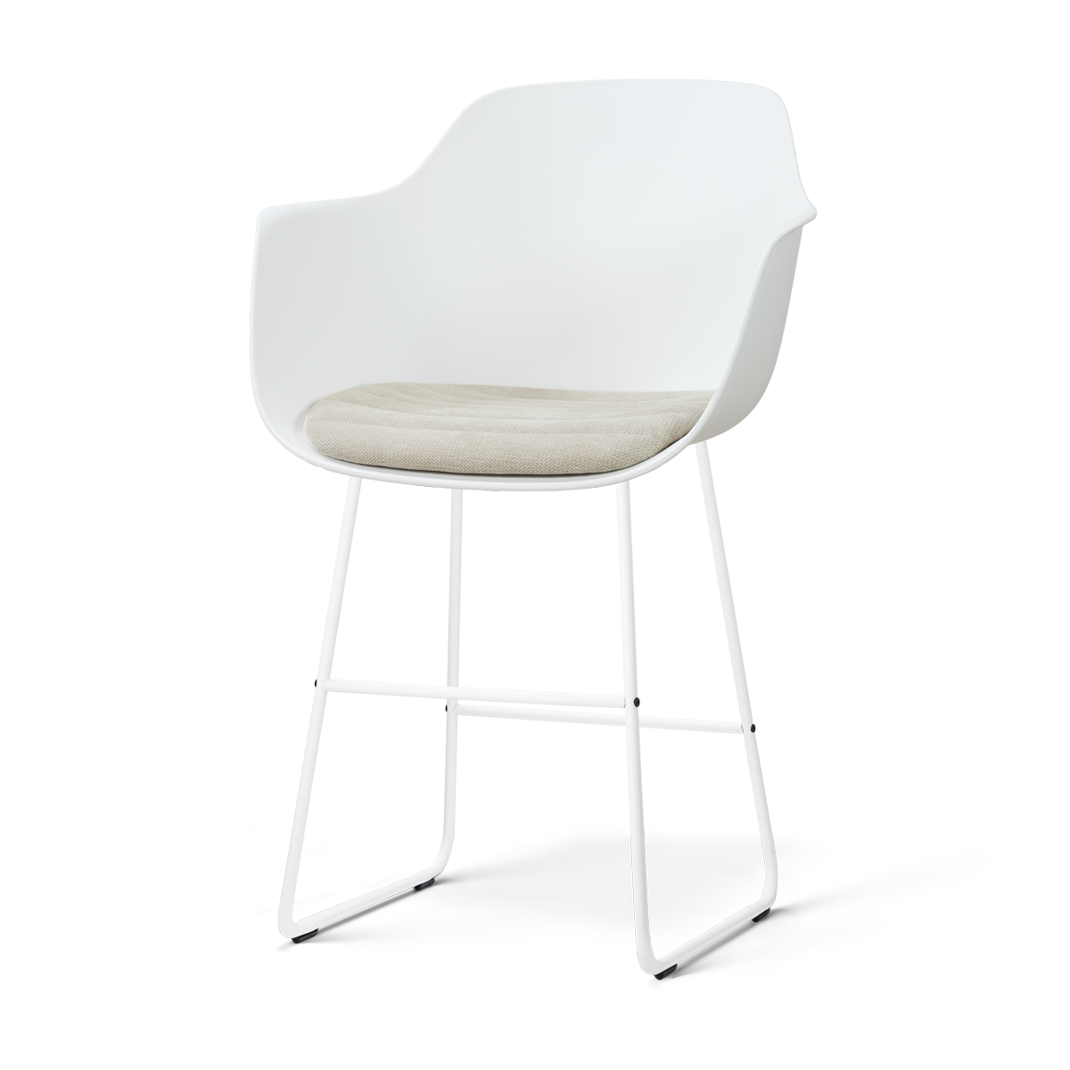 Nolon Nino-Liz Barkruk Wit met Naturelbeige Zitkussen Wit Onderstel 65 Cm