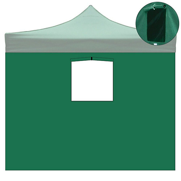Bâche latérale verte imperméable de 3x2 m avec fenêtre pour tonnelle rétractable de 3x3 m