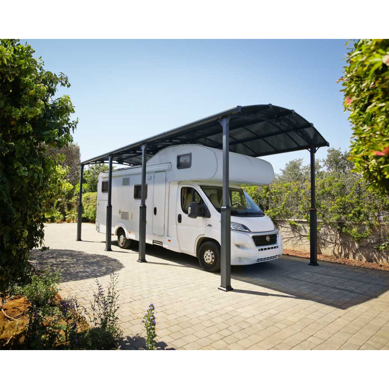 Carport en aluminium Alpine gris foncé 26,9 m²