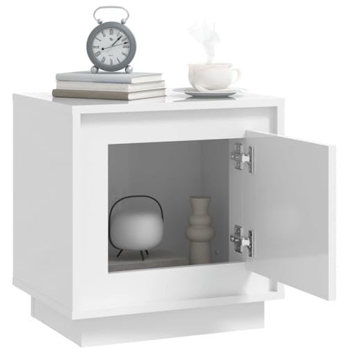 NNEVL Bedside Cabinet High Gloss White 44x35x45 cm Engineered Wood
