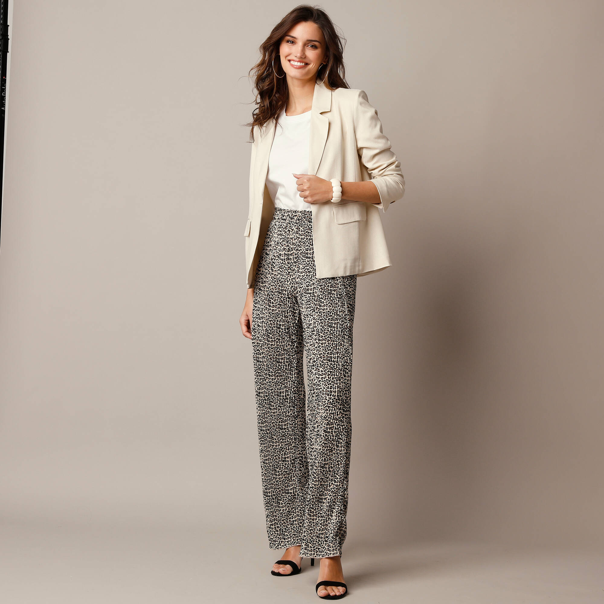 Pantalon imprimé , maille plissée