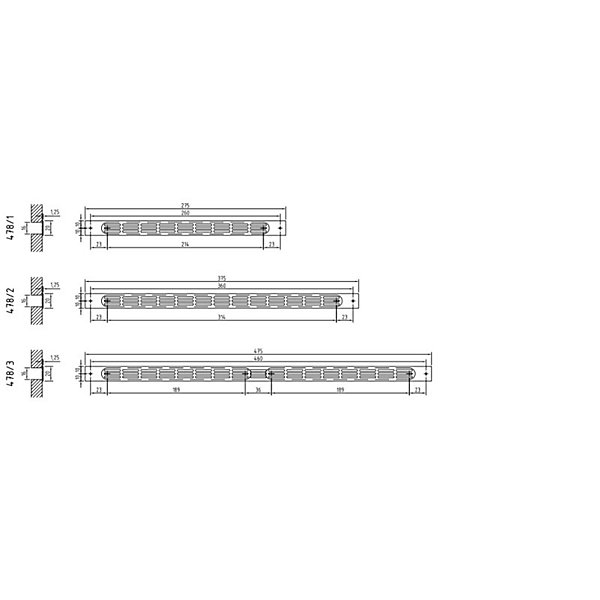 Grille plat interieur simple 475x20mm blanc - RENSON - 10439