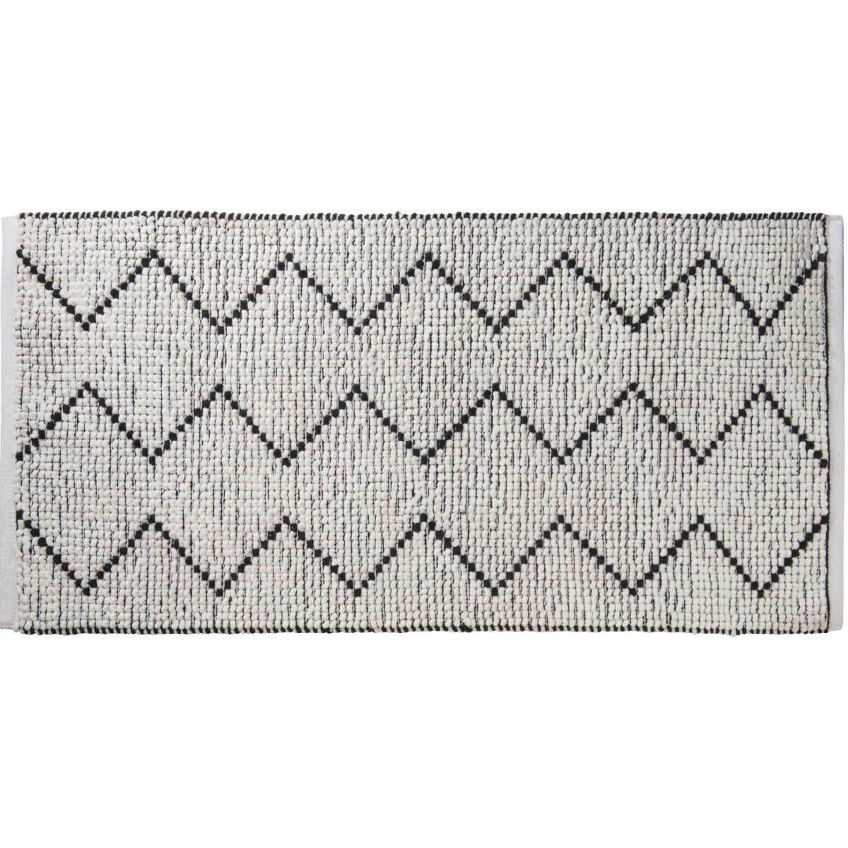 ZIG ZAG - Tapis de bain en polycoton fantaisie blanc blanc 60x120cm