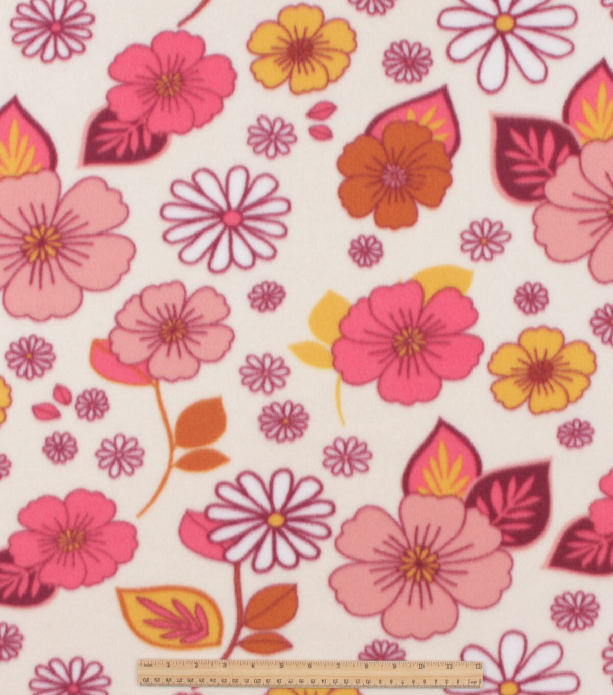 Pink Groovy Floral Blizzard Fleece Fabric