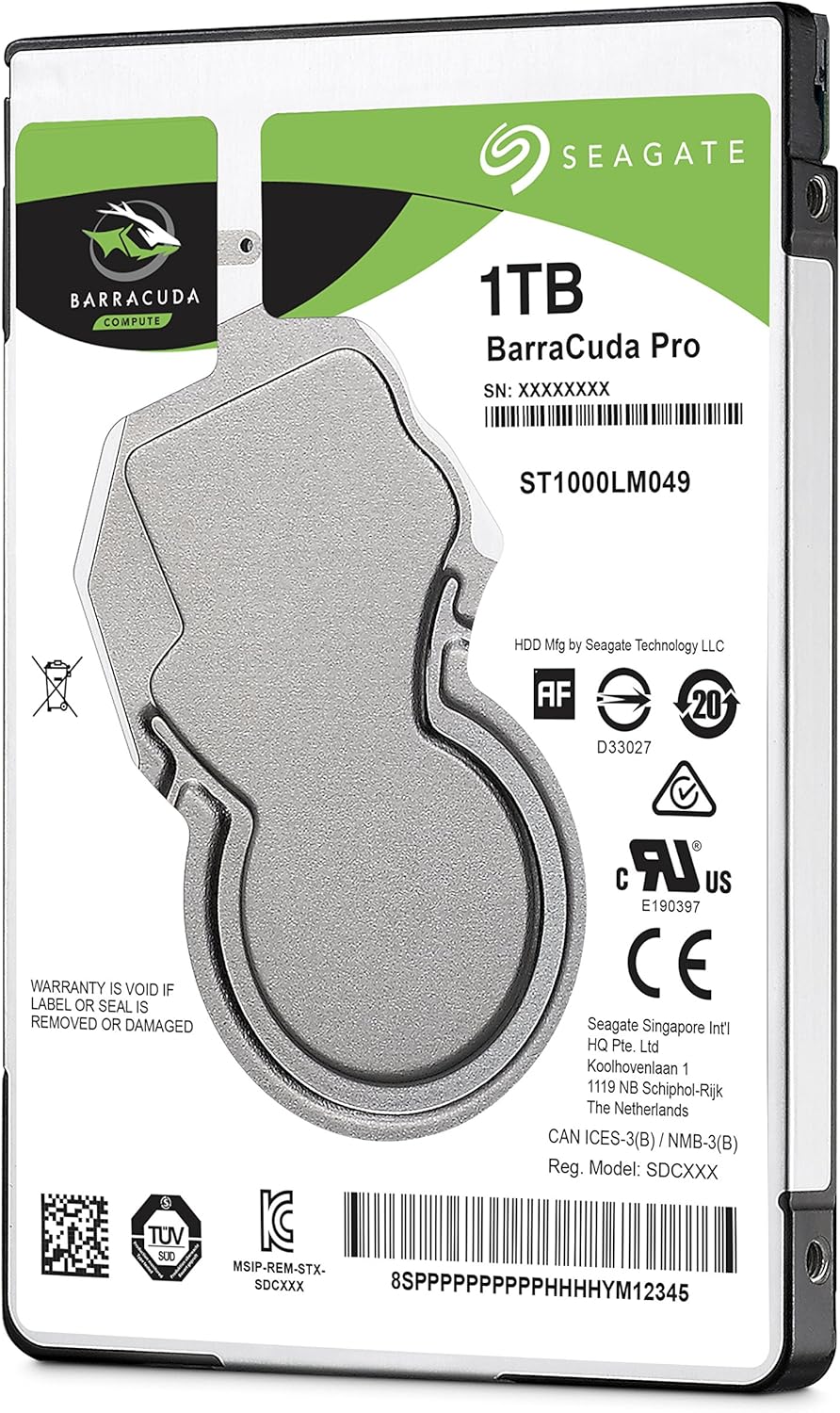 Seagate BarraCuda Pro 1TB Internal Hard Drive Performance HDD – 2.5 Inch SATA 6 Gb/s 7200 RPM 128MB Cache for Computer Desktop PC Laptop, Data Recovery – Frustration Free Packaging (ST1000LM049)