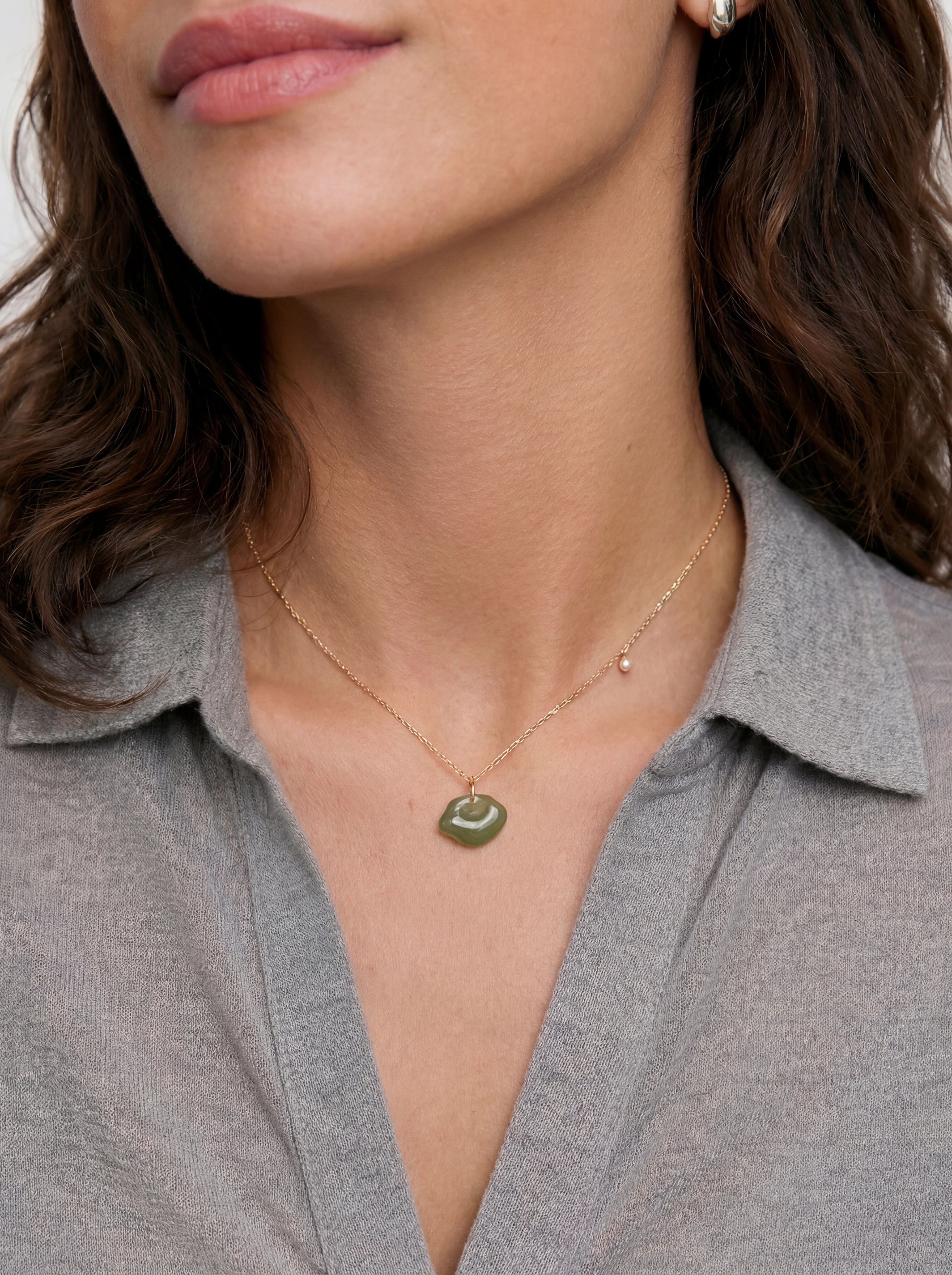 Cloud — Green Jade Pendant Necklace