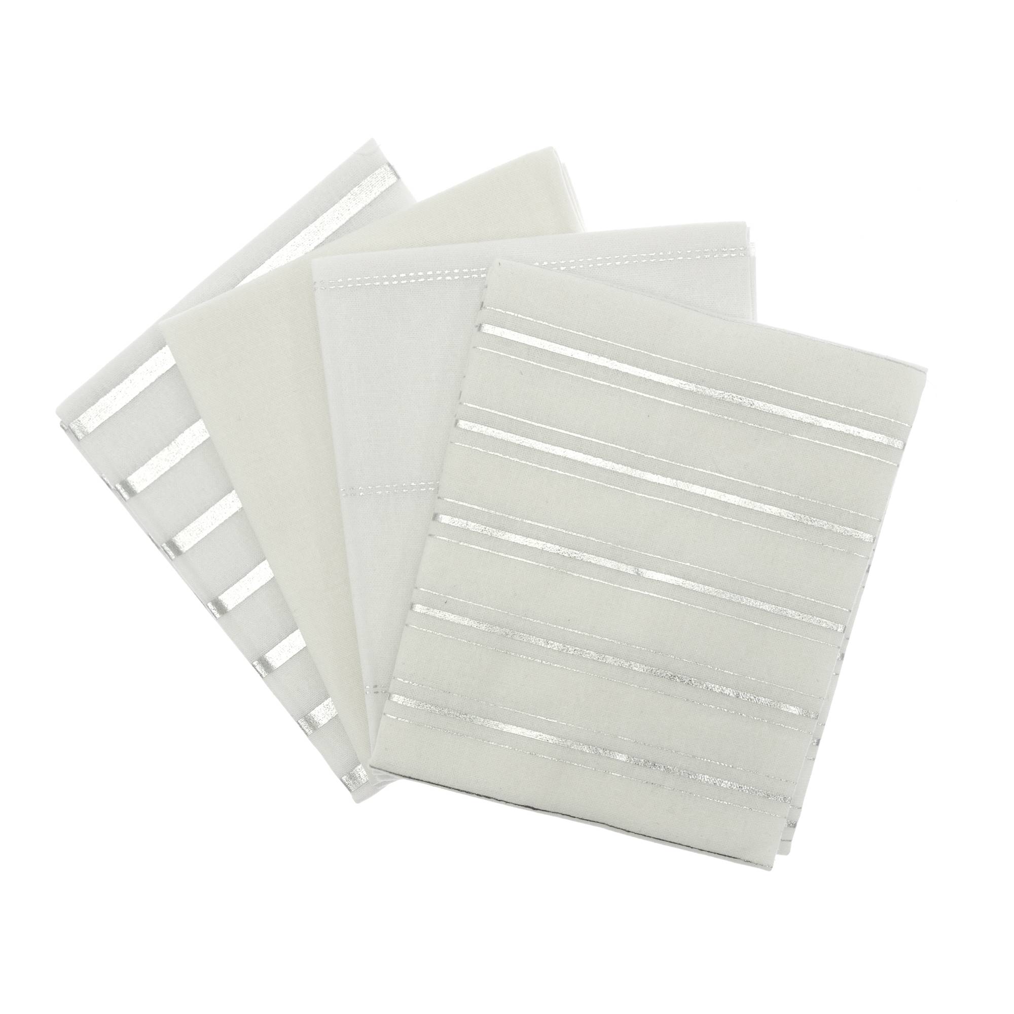 Silver Metallic Stripe Cotton Fat Quarters 4 Pack