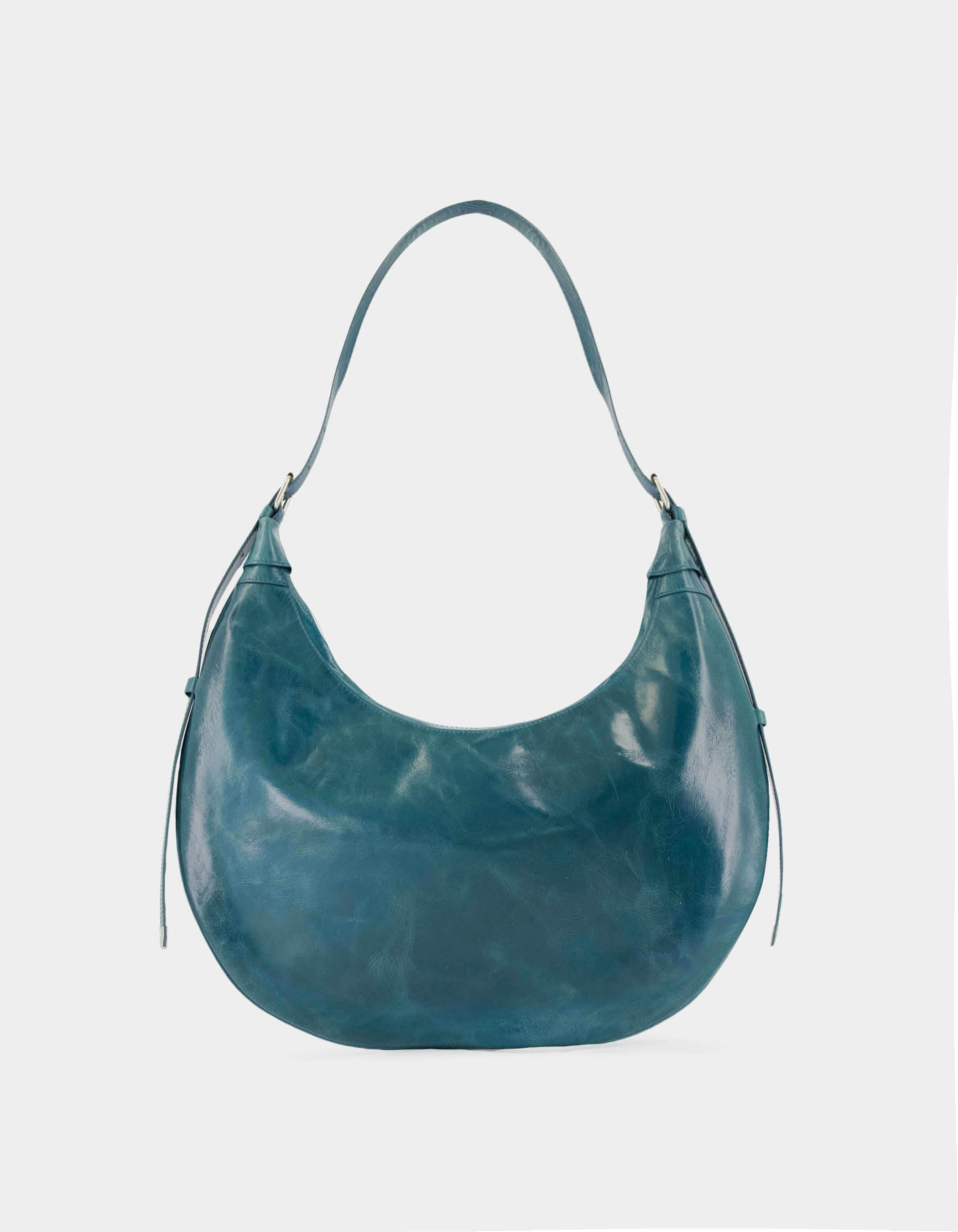 Sac demi-lune vert cuir glacé Allane Femme