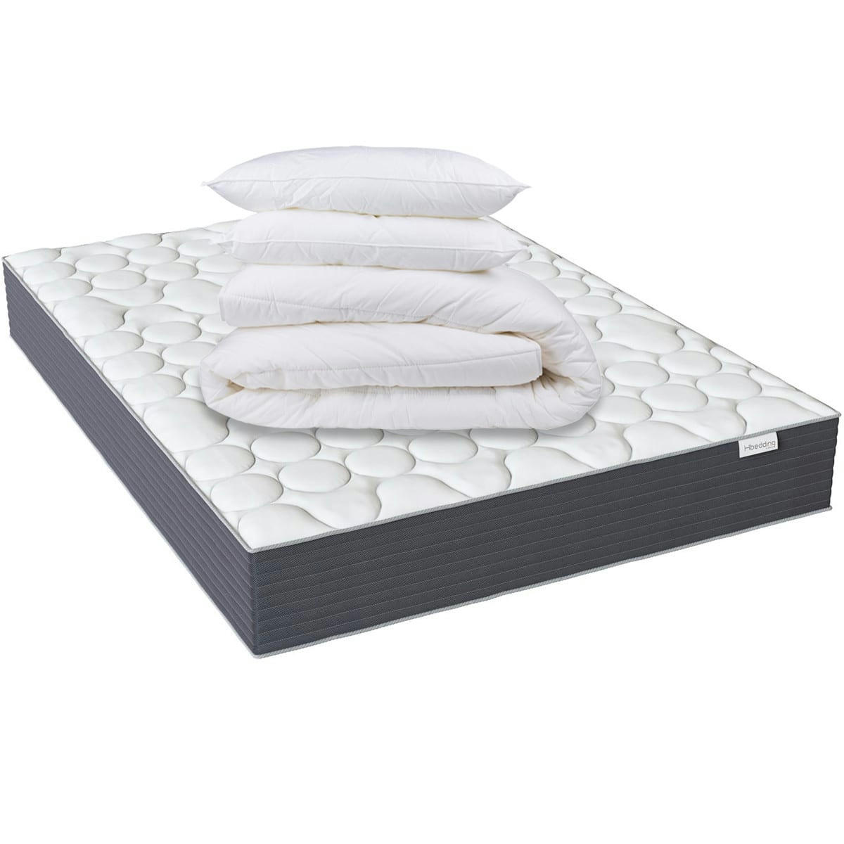 SPRING PLUS - Matelas 160x200 à ressorts ensachés + couette + 2 oreillers