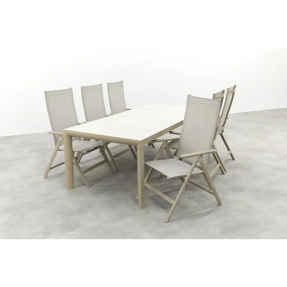 Hartman Napoli/Kings verstelbare tuinset voor 6 personen 220x100 cm. - Latte