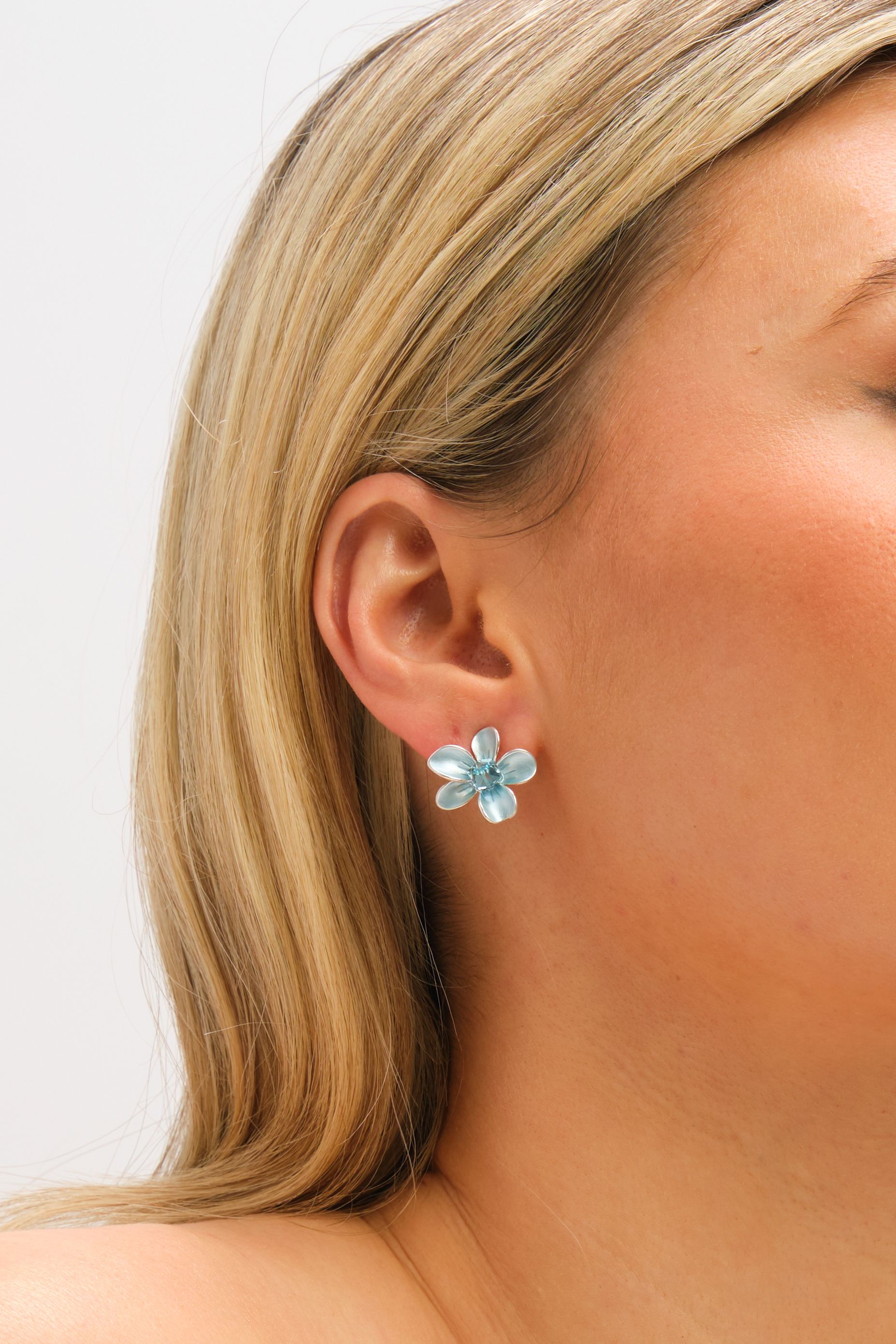 Jon Richard Silver Plated and Blue Flower Earrings