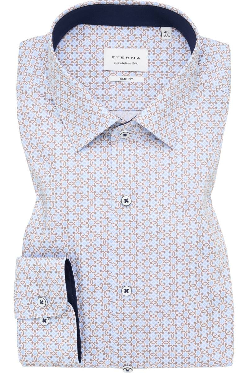ETERNA Slim Fit Hemd mittelblau, Bedruckt