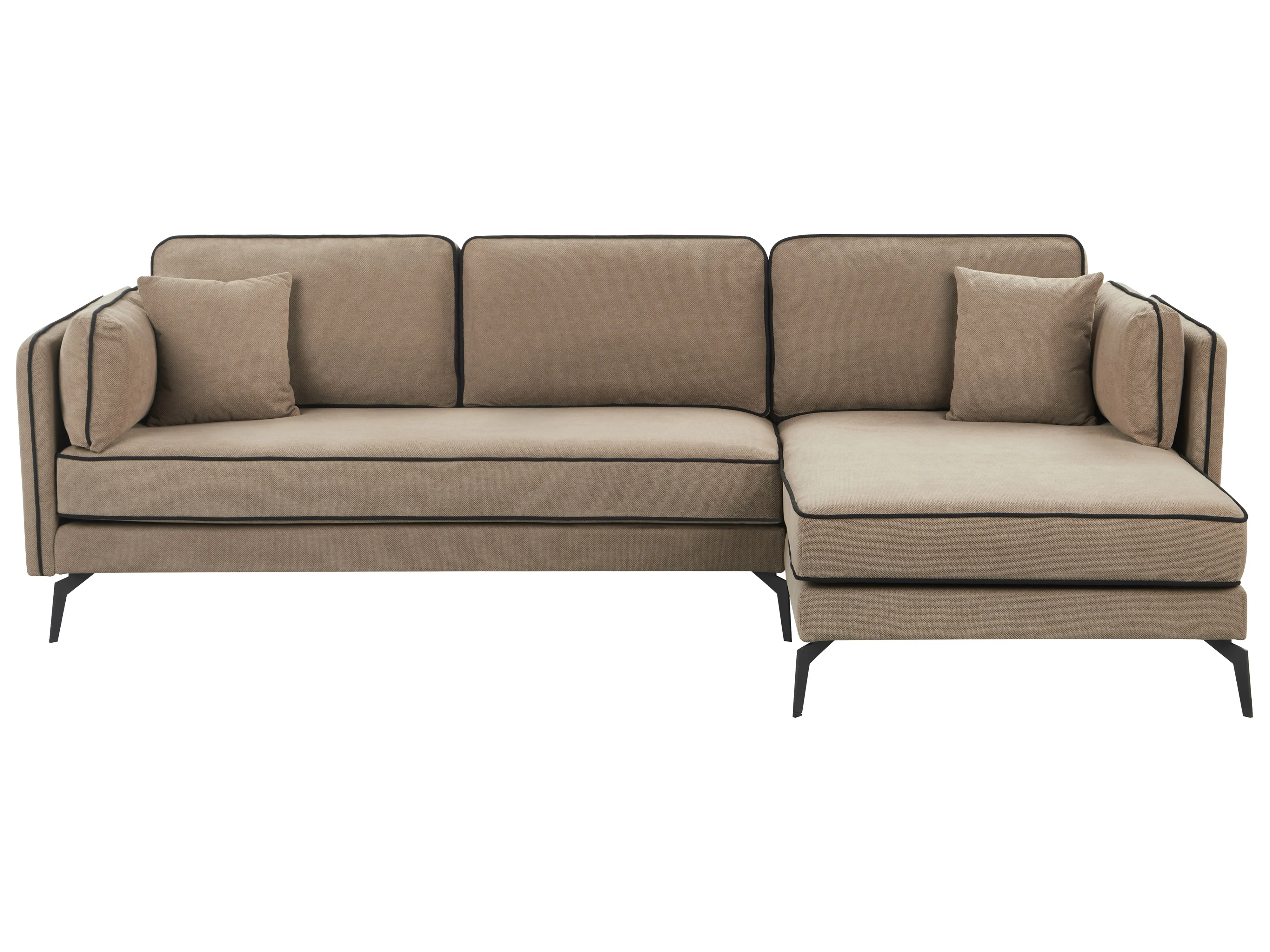 Corner Sofa 3 Seater ALTAN Fabric Light Brown Left Hand