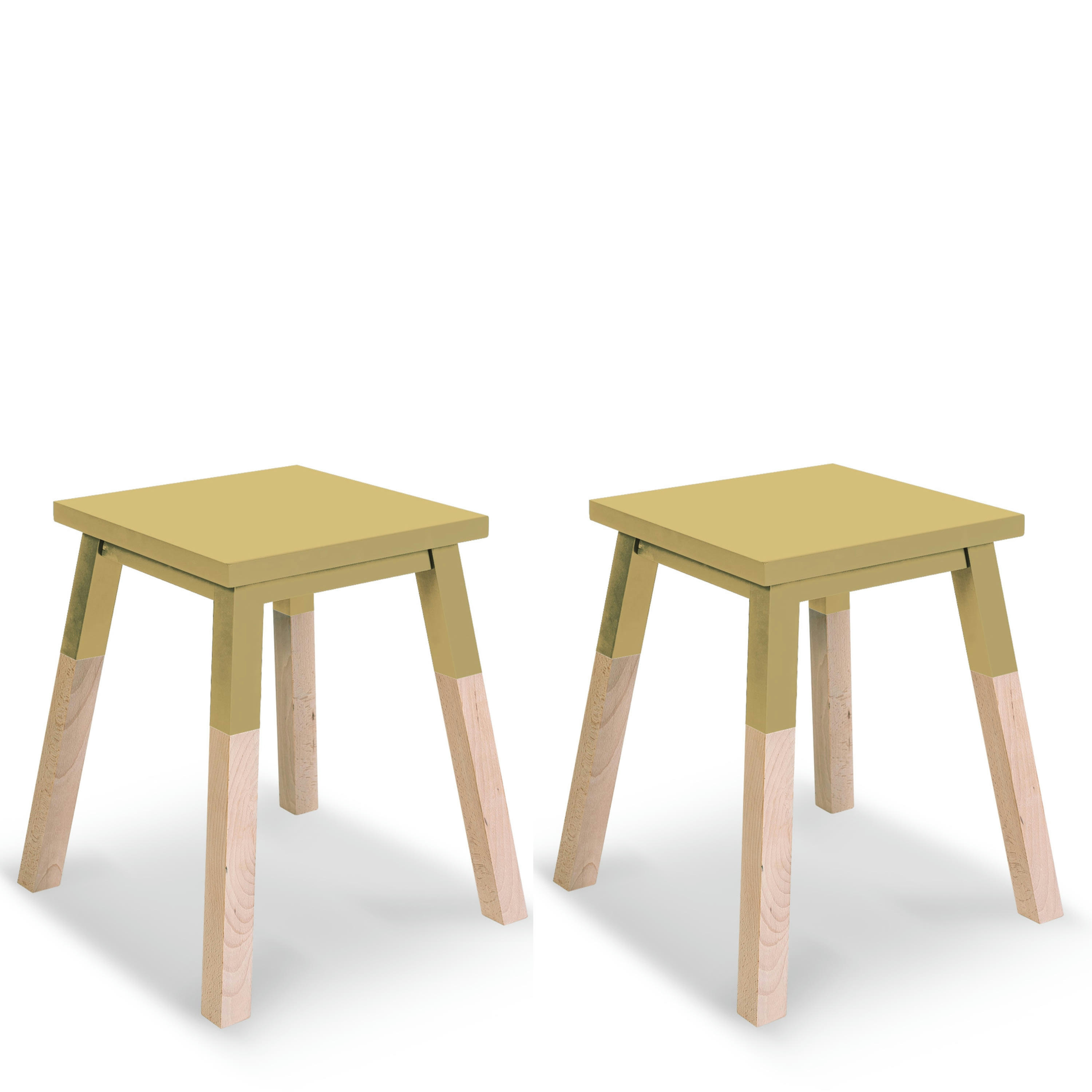 EGEE - 2 tabourets laqués en frêne, assise 35 cm