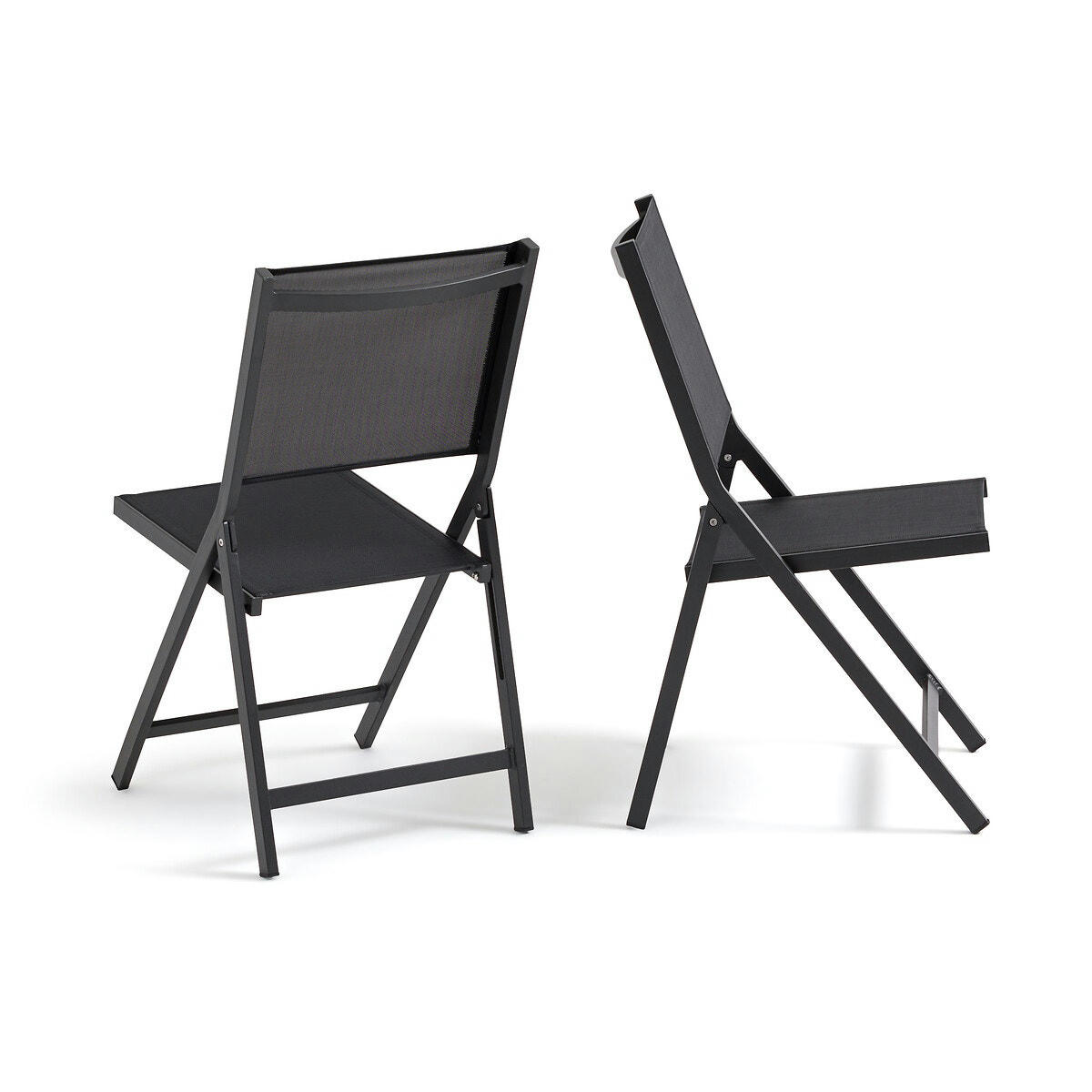 Lot de 2 chaises pliantes, alu, Zory
