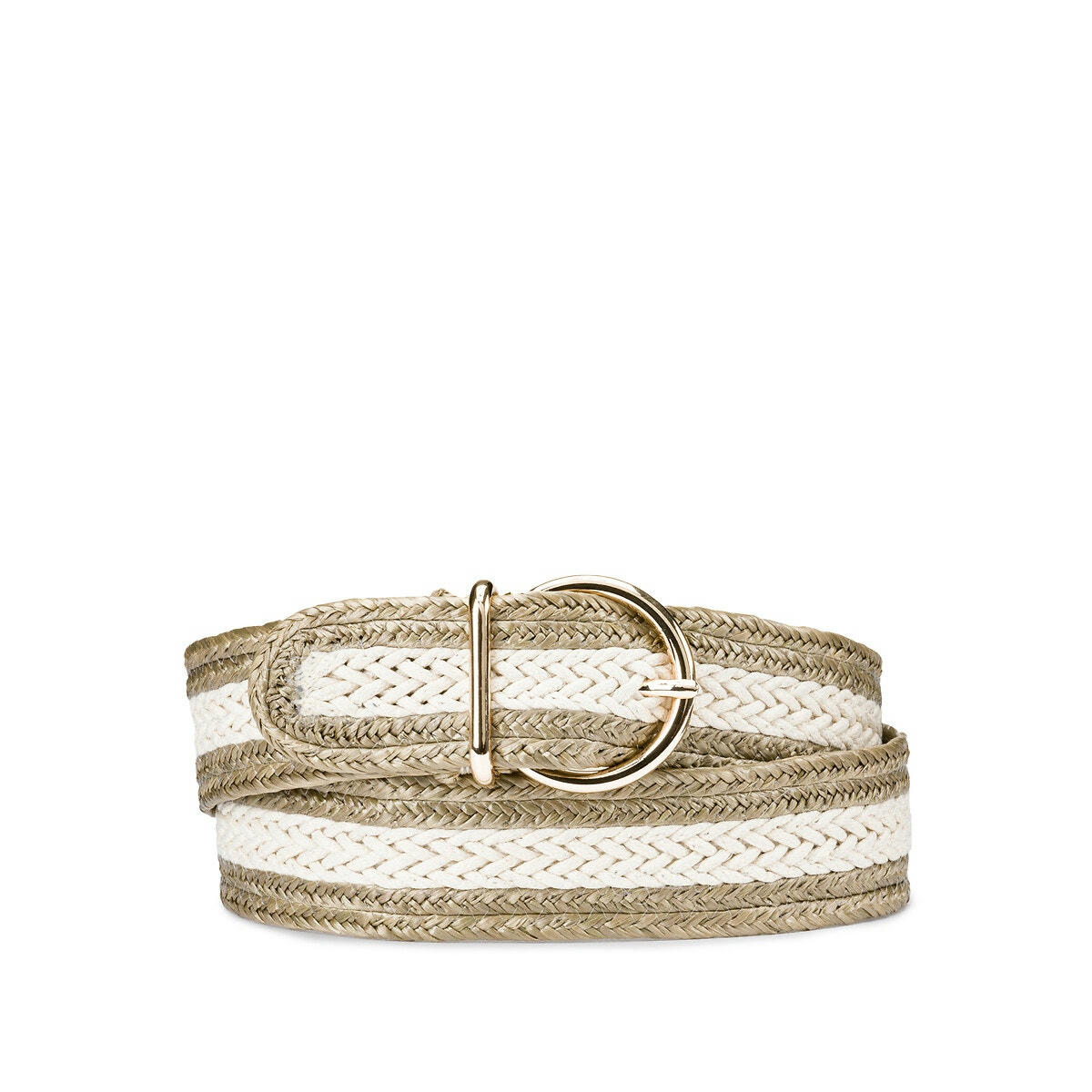 Ceinture tressée en raphia bicolore
