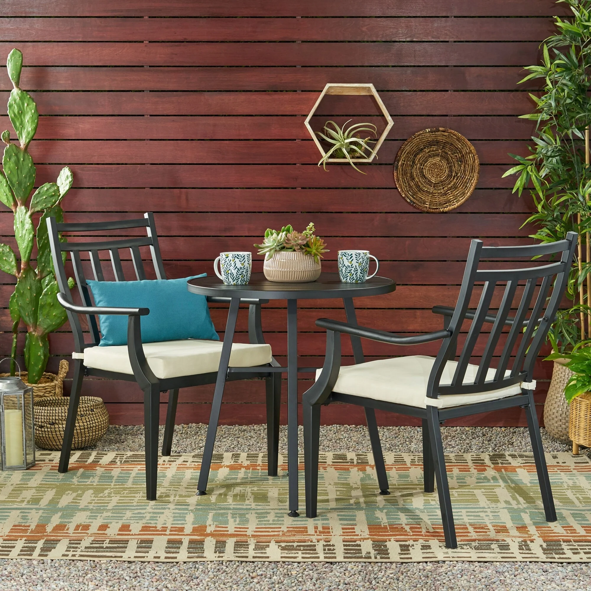 Outdoor 3PC METAL BISTRO SET with Cushions