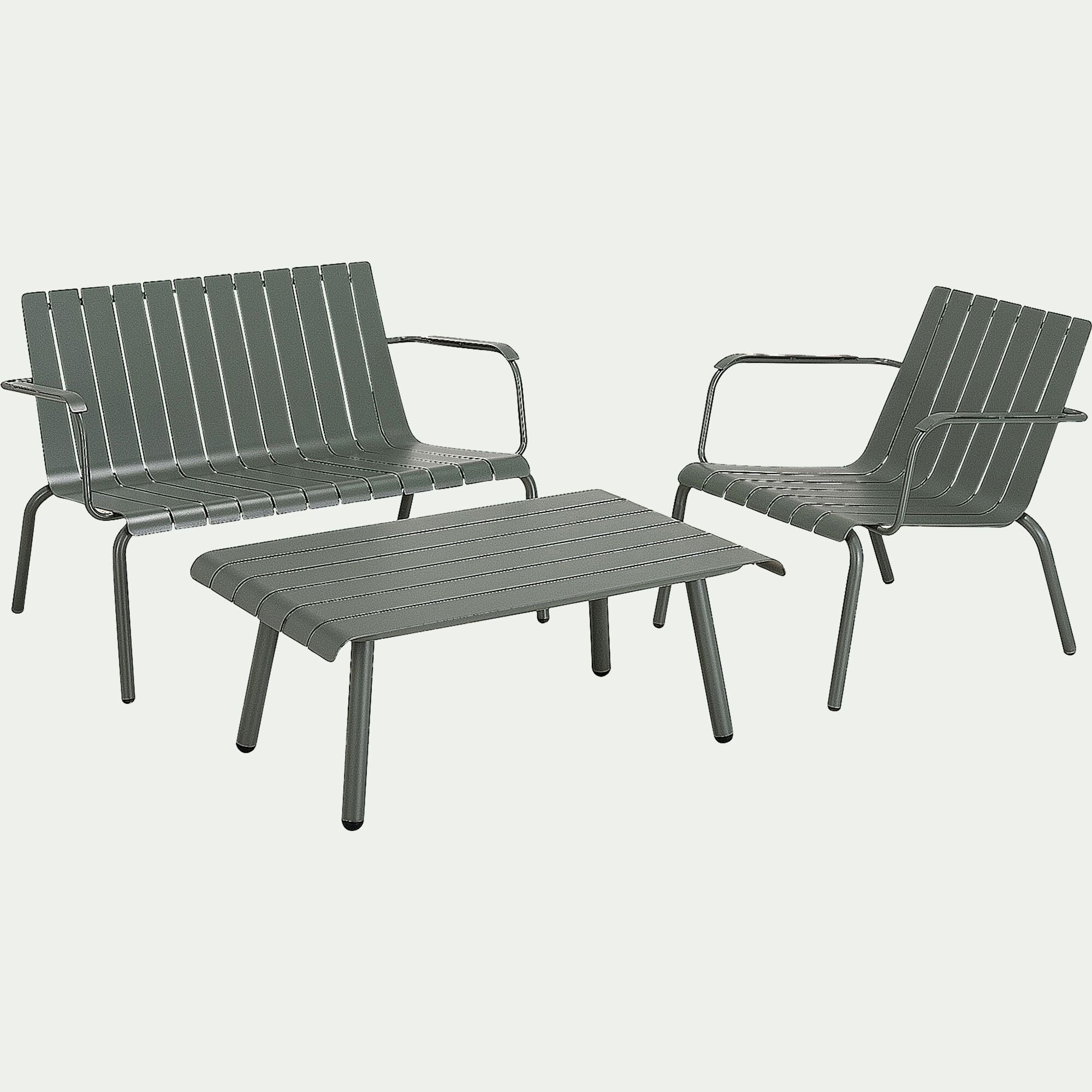 PARADOU - Salon de jardin en aluminium - vert cèdre (3 places)