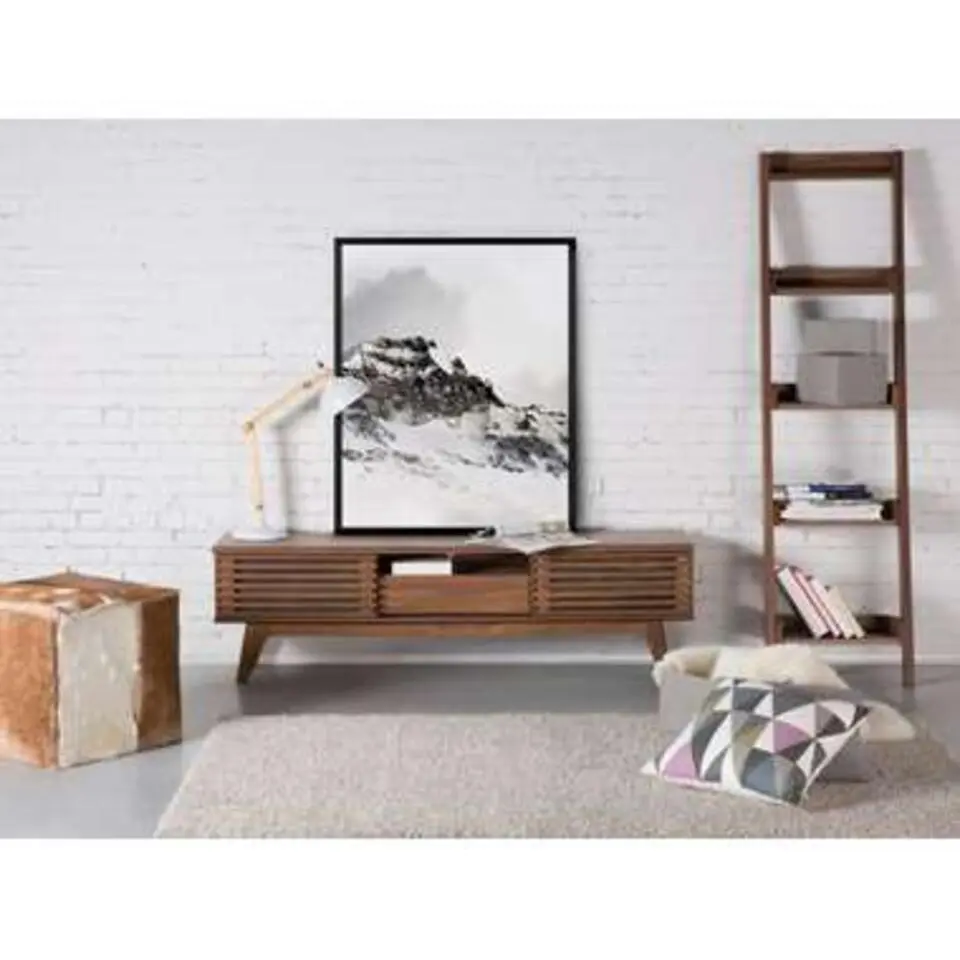 DETROIT - TV-meubel - Donkere houtkleur - Spaanplaat