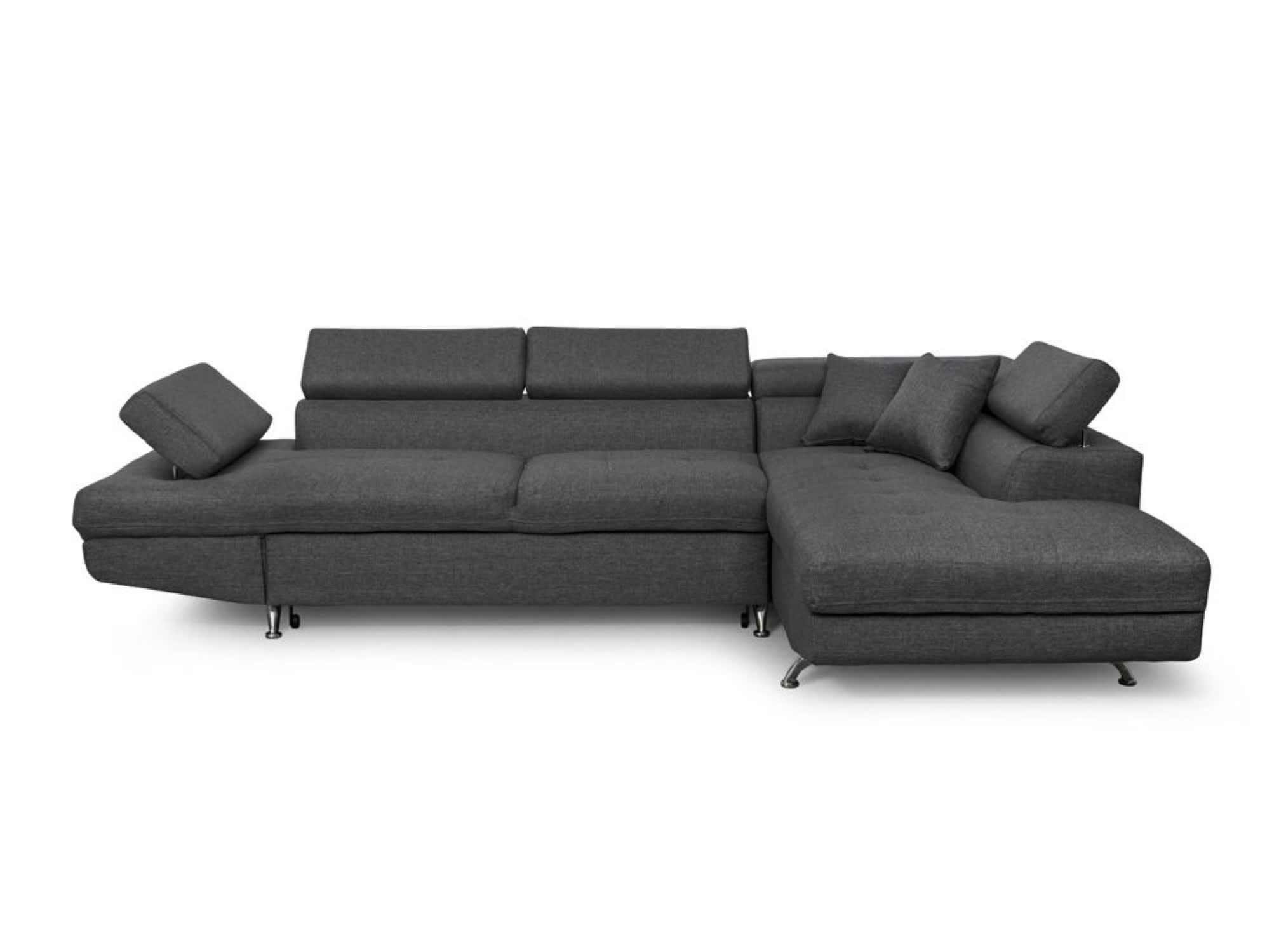 RIO - Canapé angle droit convertible avec coffre en tissu - Gris foncé