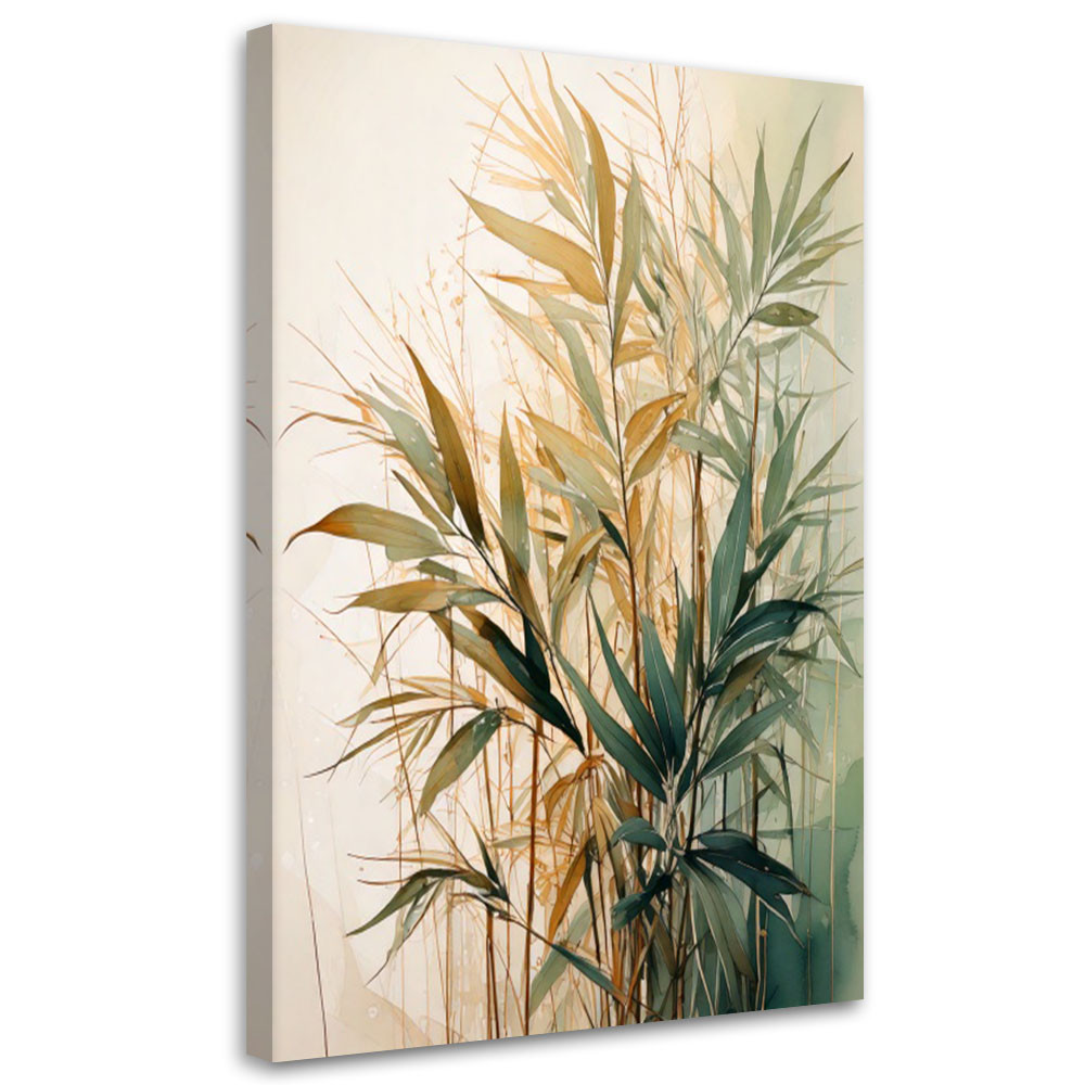 Feeby Obraz do sypialni, Trawy Akwarela Zieleń Beż Natura 40x60