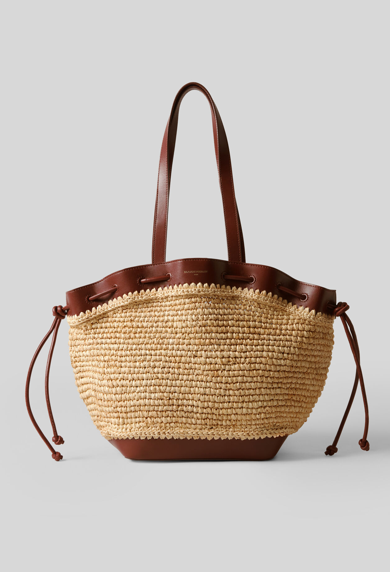 Panier raphia cuir
