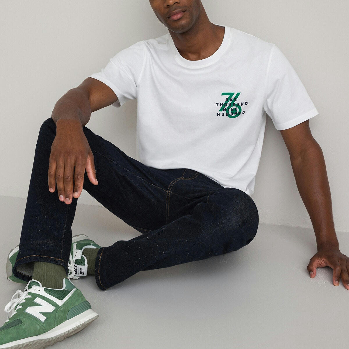 T-shirt broderie printé col rond