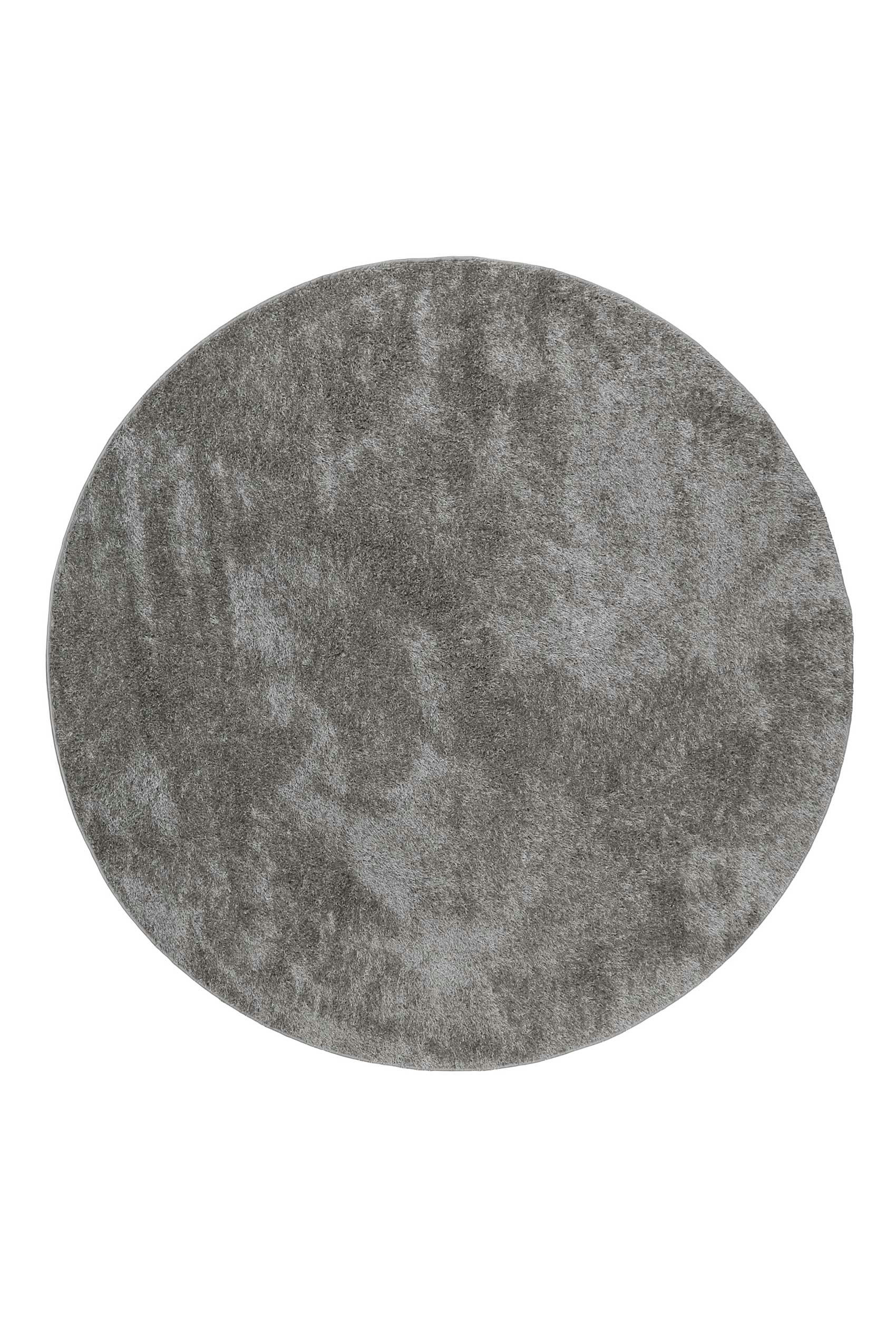 #SWAGGER SHAG - Tapis rond poils longs doux brillant gris clair 80 rd.