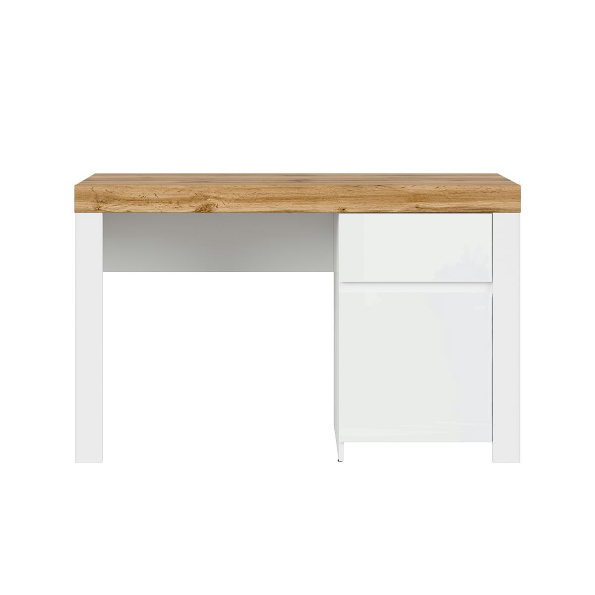 - Bureau 1 porte 1 tiroir blanc et naturel