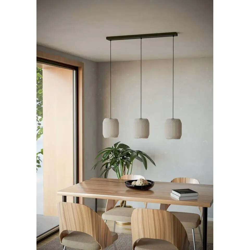 EGLO Belgrave Hanglamp - E27 - 88 cm - Zwart/Wit - Papier