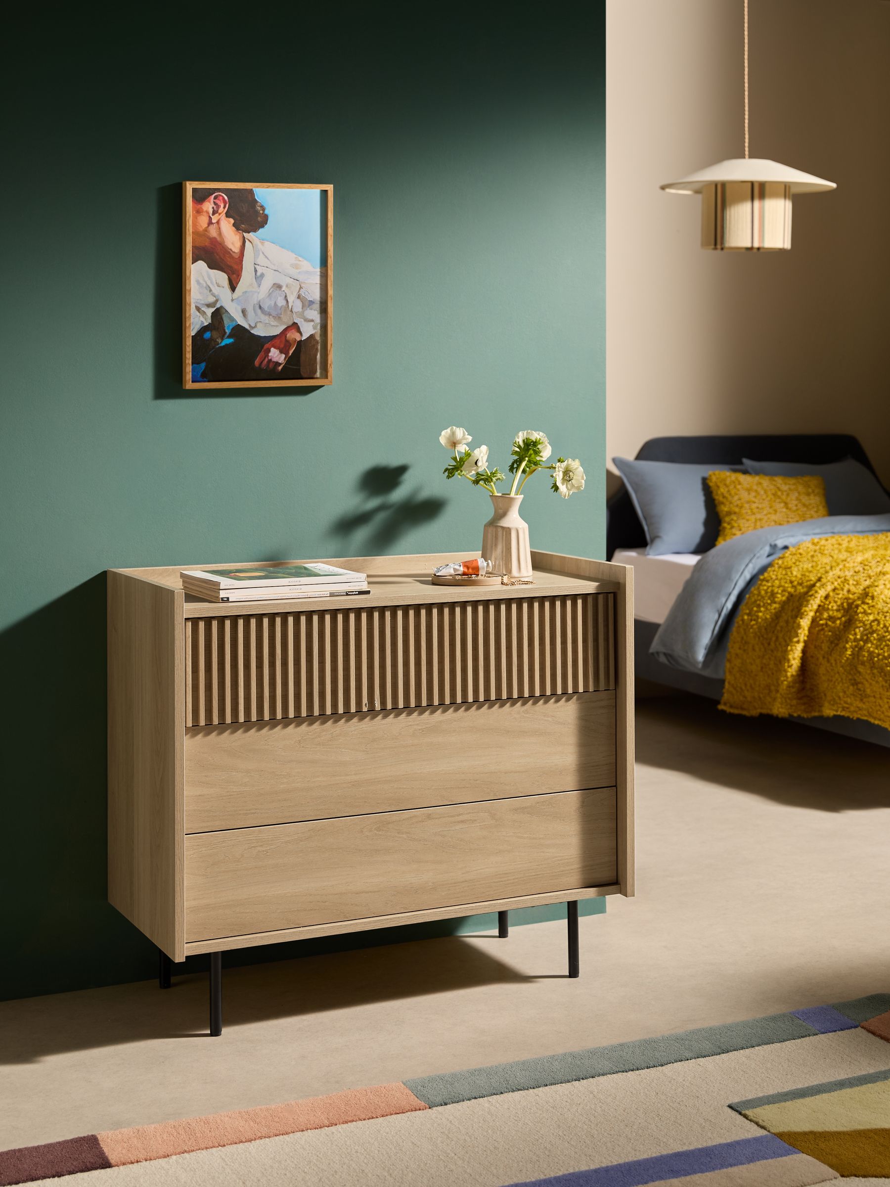 Blaze 3 Drawer Chest of Drawers in Oak Effect