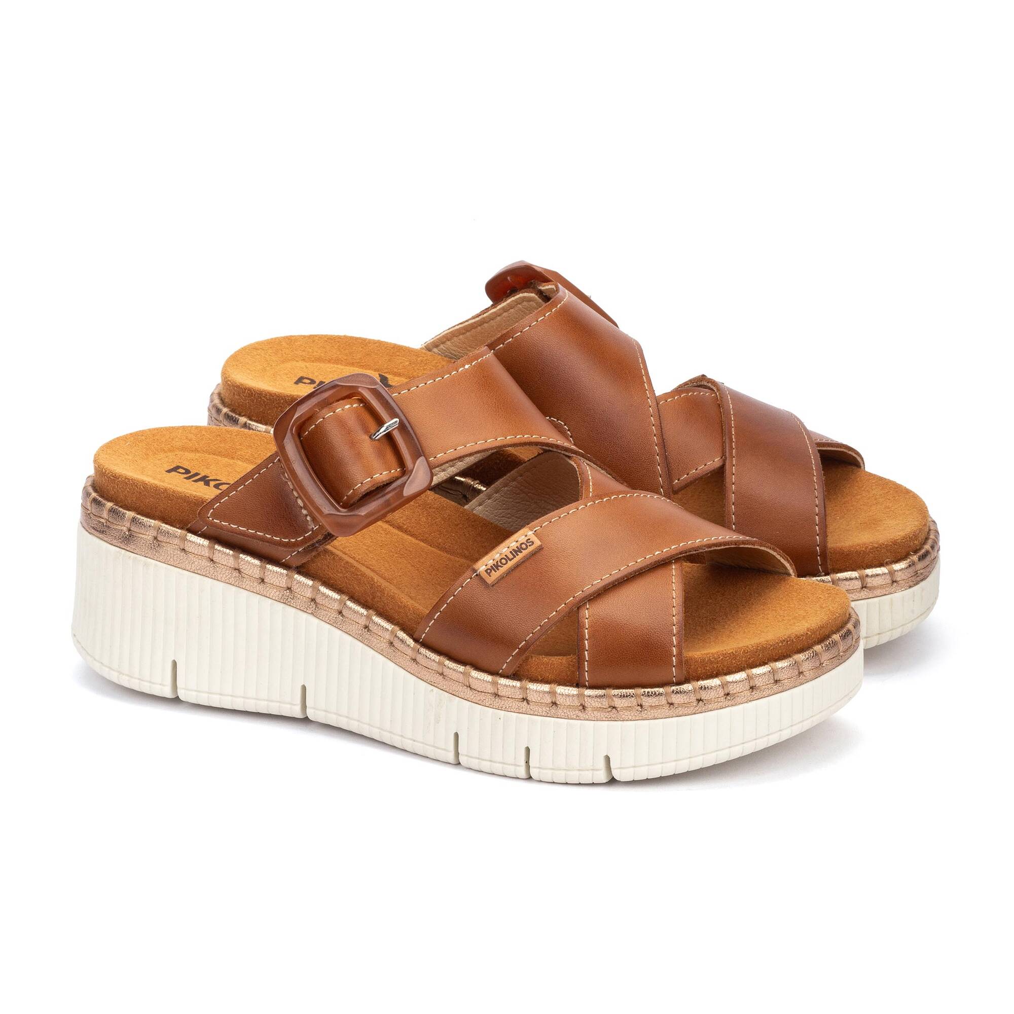 GOMERA - Sandalias de cuña con hebilla para mujer