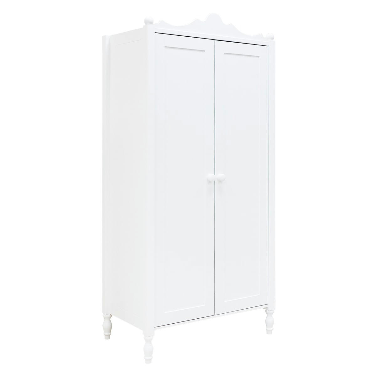 BELLE - Armoire 2-portes en MDF et hêtre blanc