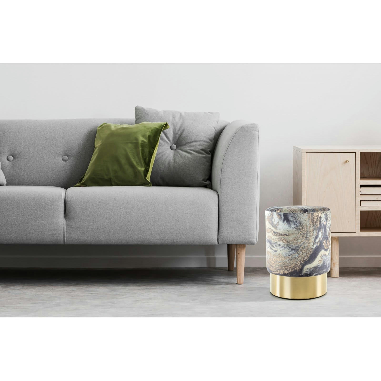 GIPSY - Tabouret Tissu Bleu H. assise 46 cm