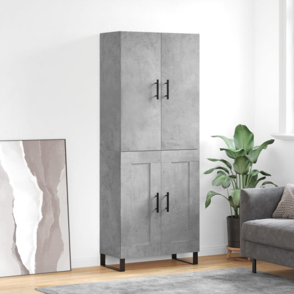 Szafka Regał Witrynka Szara Beton z Drzwiami 69.5x34x180 cm do Salonu