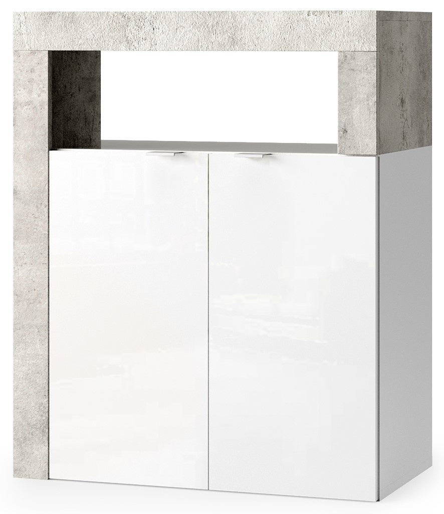 Benvenuto Design Hamburg HG Wit   Beton Badkamerkast 2-Deuren Laag