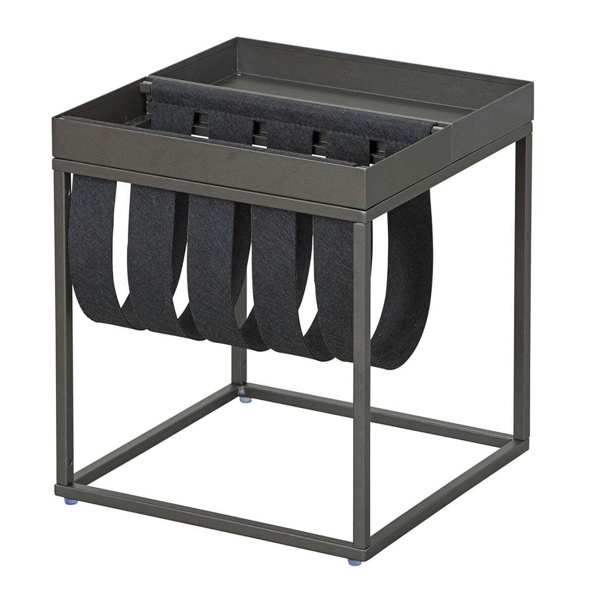 STACIO - Table  d'appoint grise avec porte-brochure