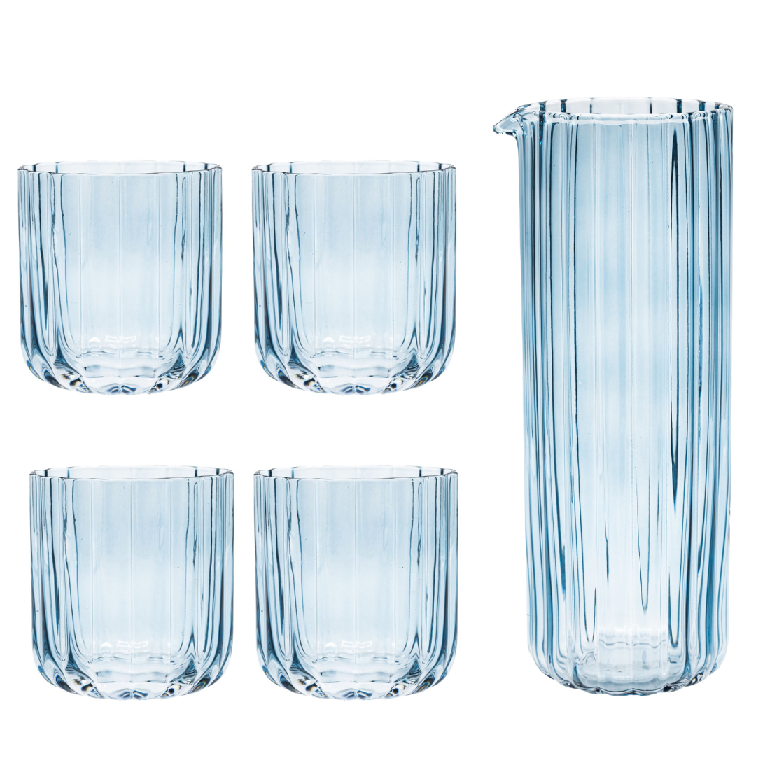 Brut Homeware | Set Gaia | Karaf   4 Tumbler | blauw