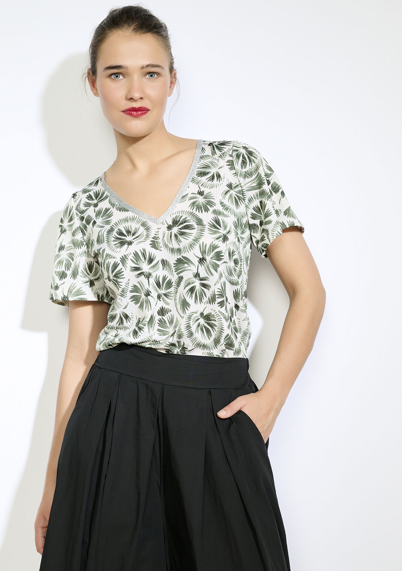 T-shirt met palmbladprint