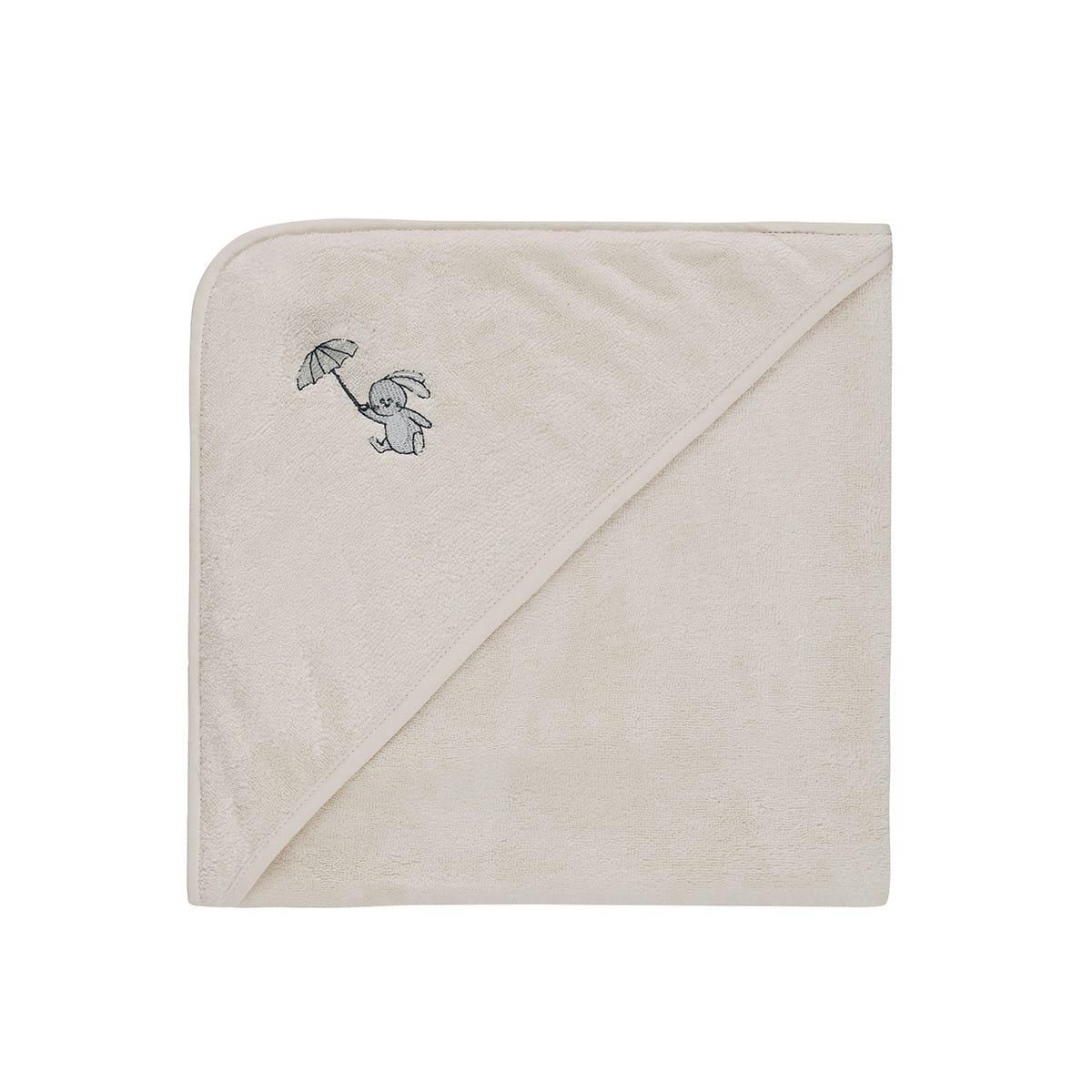 BABY SOFT RAIN RABBIT - Cape de bain bébé en coton peigné zéro twist Blanc Cassé 75x75 cm