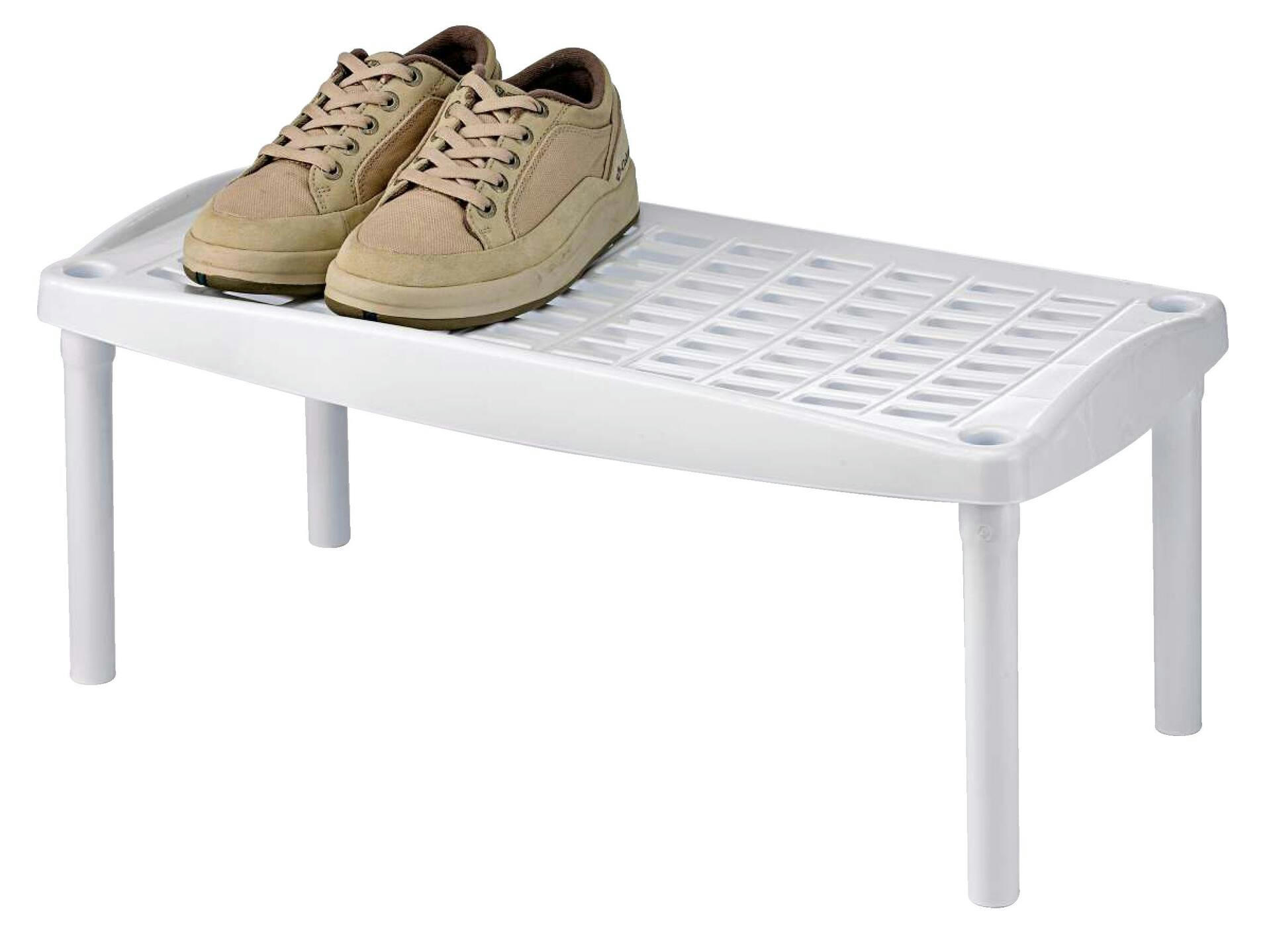 HOME COLLECTIONS Plastic Stacking Shoe Rack for Closet, White, 23 x 11-1/4 x 9 -1/2-in