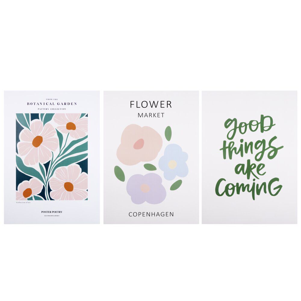 Poster papier x3 thème floral 30x40cm (3 modèles)