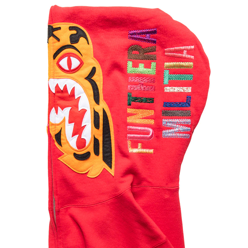A Bathing Ape Tiger Full Zip Hoodie - Red