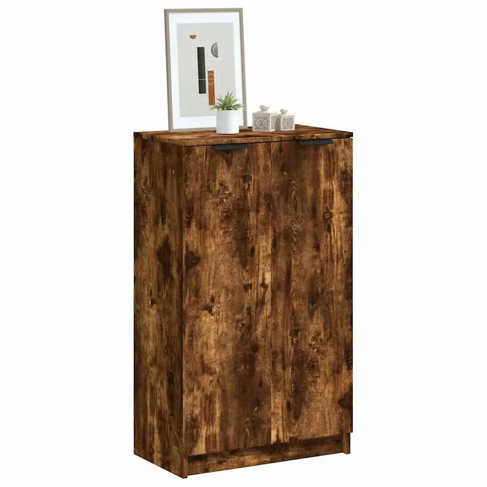 vidaXL - Schoenenkast met 2 deuren - Gerookt eiken - Hout - 59x35x100 cm