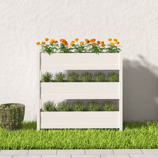 NNEVL Planter White 112x25x104.5 cm Solid Wood Pine