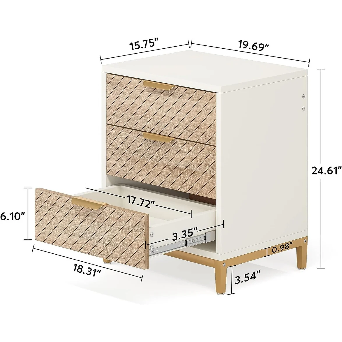 Night Stands for Bedrooms, Nightstands with 3 Drawers for Living Room