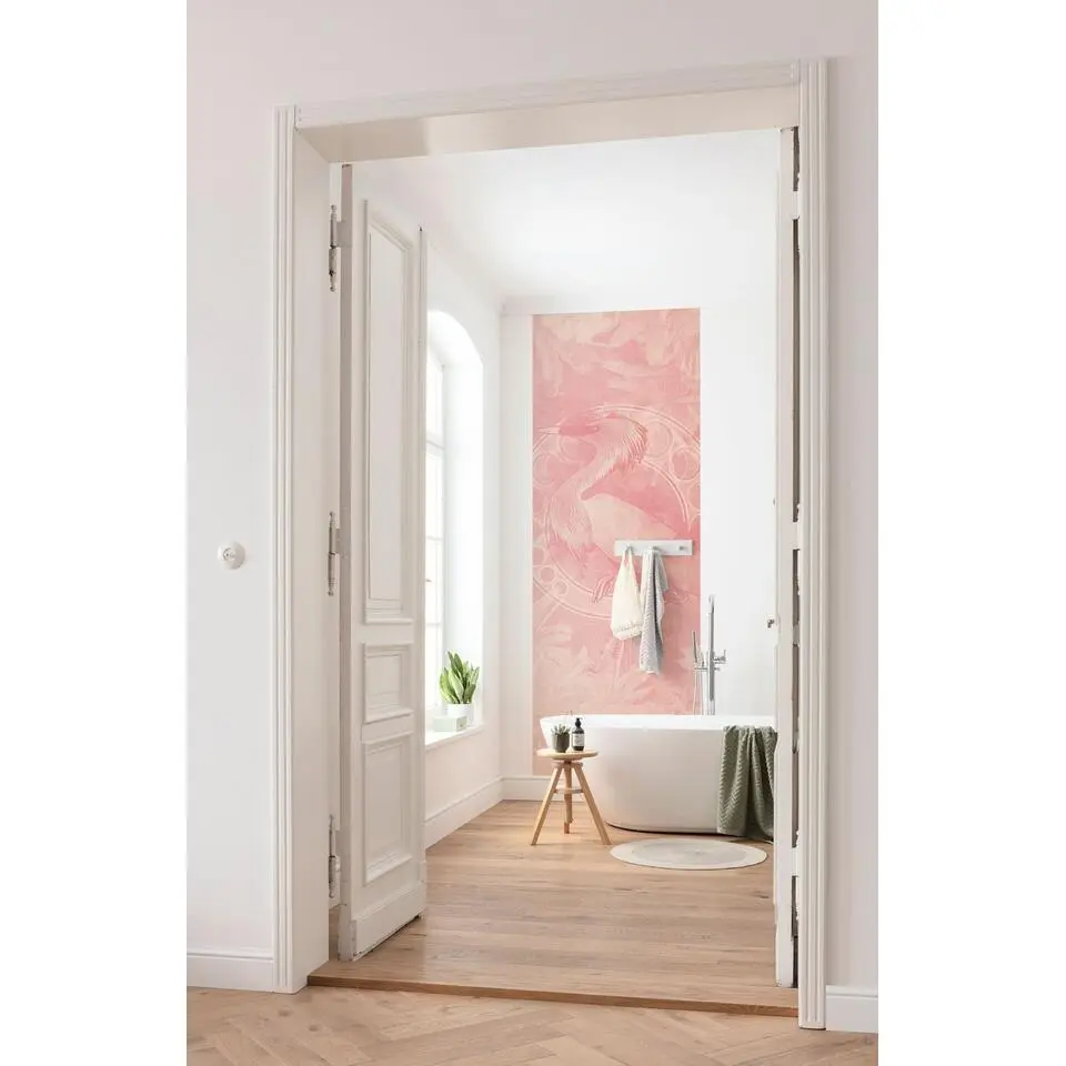 Sanders & Sanders fotobehang vogel roze - 100 x 280 cm