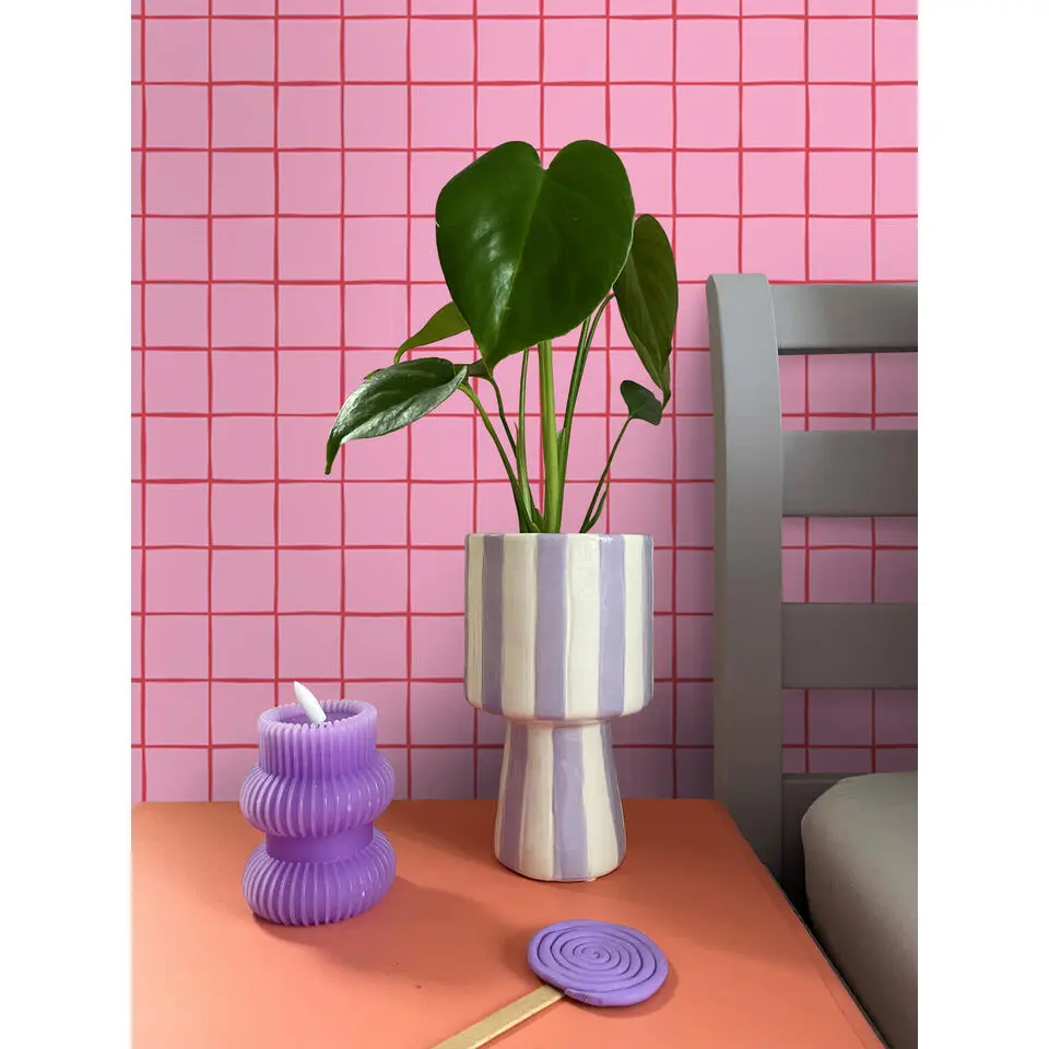 ESTAhome behang geblokt motief roze - 0.53 x 10.05 m