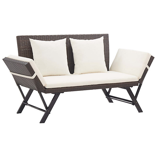 Banc de jardin meuble de patio resine marron Helloshop26